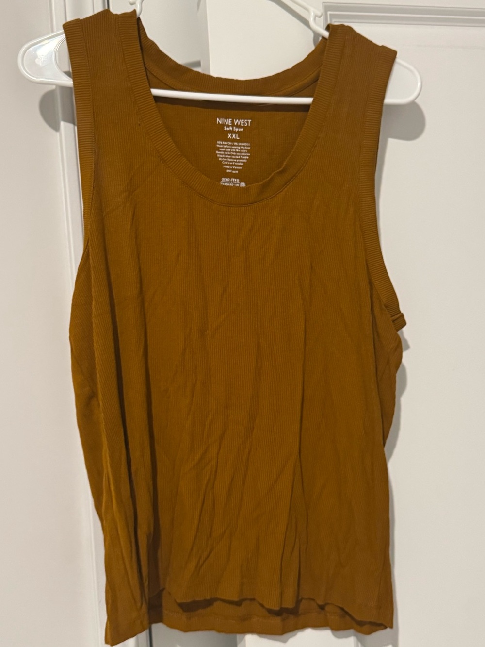 Nine West Women's Ribbed Tank Top in Mustard Brown